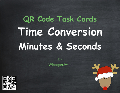 Christmas Math: Time Conversion: Minutes & Seconds QR Code Task Cards