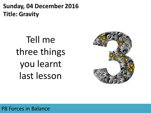 AQA GCSE P8 Forces in Balance L3 Gravity - Equation Number 1