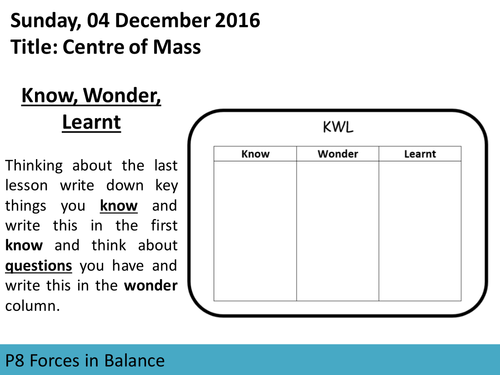 AQA GCSE P8 Forces in Balance L4 Centre of Mass