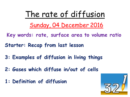 Rate of diffusion new Biology AQA GCSE 91 Teaching Resources