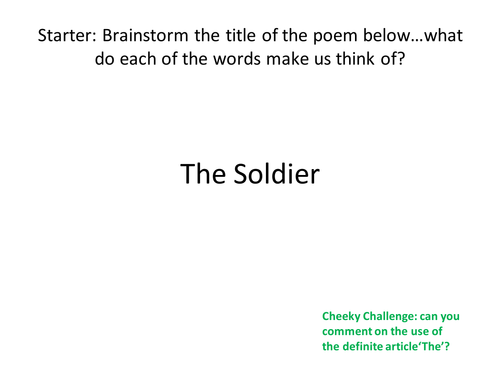 THE SOLDIER GCSE ENGLISH LITERATURE POETRY 1-9 COURSE