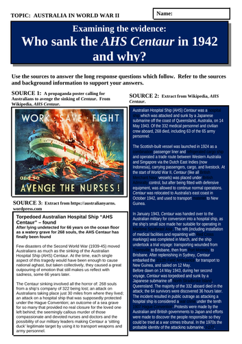 Who sank the AHS Centaur in 1943?