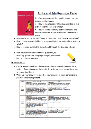 Anita and Me Revision Tasks - EDUQAS