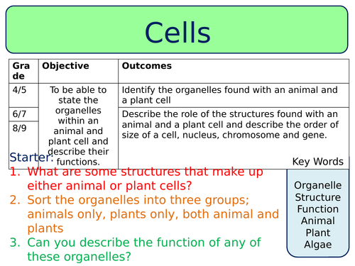 NEW AQA Trilogy GCSE Biology (2016) - Cells | Teaching Resources