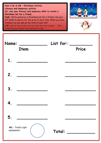 Writing a Christmas list