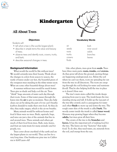 Kindergarten Fall Resource {All About Trees}