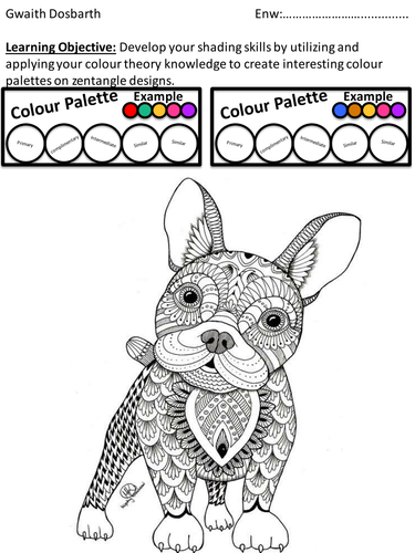 Colour Shading Worksheet focusing on selecting colour palettes