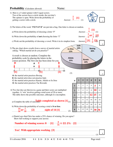 Probability homework or revision resource