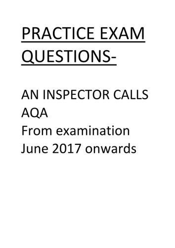 An Inspector Calls- 10 New Spec AQA English Literature Paper 2 Questions