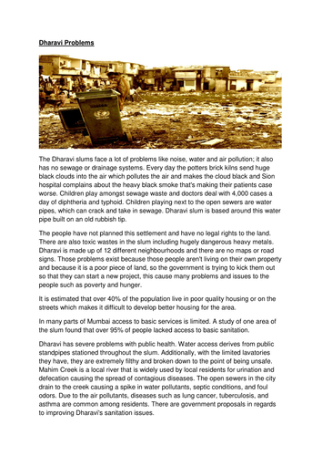 NEW AQA GCSE GEOGRAPHY: Dharavi Slum, Hope or Despair? Mumbai Case Study