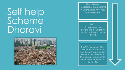 AQA New specification. Lesson self help in Dharavi