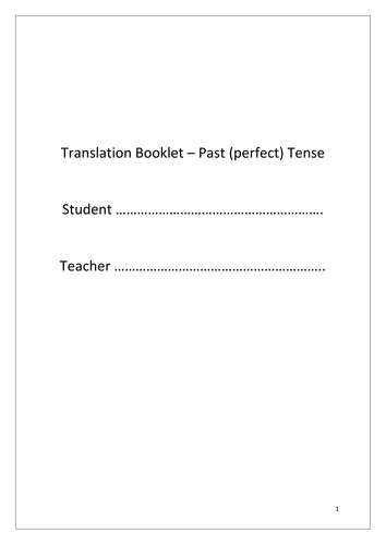 Past tense translation practice booklet