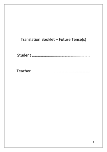 Translation Booklet Future Tenses