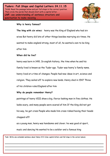 Tudors - Fullstops and capital letters