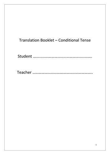 French Conditional tense translation booklet