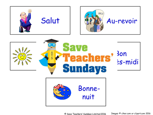 French Greetings Lesson Plan, PowerPoint (with audio) and Flashcards