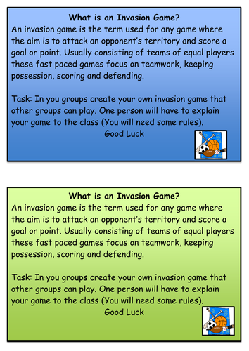 PE Invasion games year 4 task