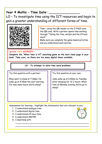 Time Lesson Year 4 | Teaching Resources