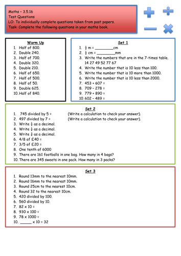 Year 4 Maths revision