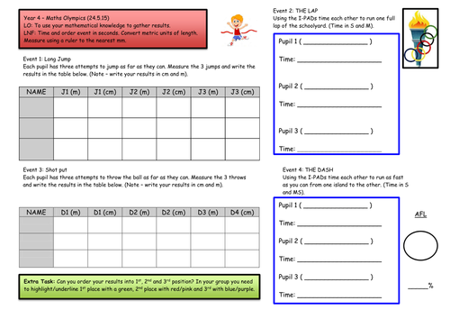 Maths / PE Olympics Year 4