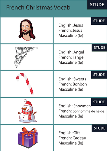 Joyeux Noël - French Vocab cards