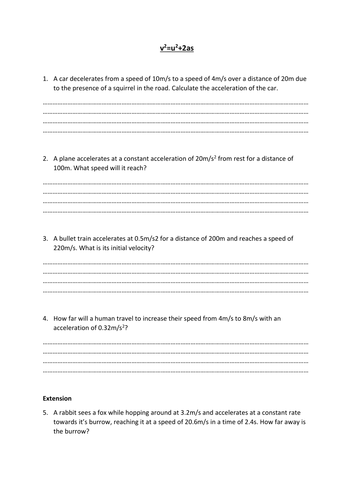 New GCSE Physics: v2=u2+2as