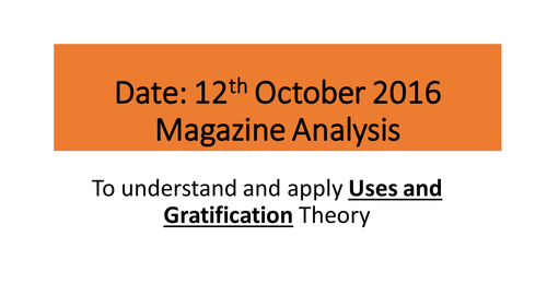 Uses and Gratification Theory