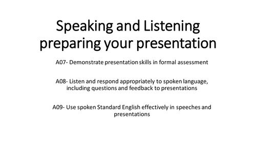 Year 11 Speaking And Listening AQA 2016
