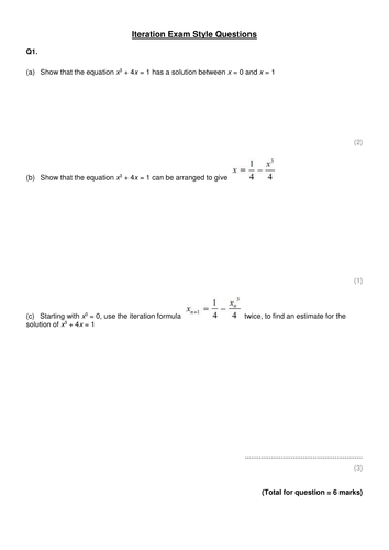 Iteration exam style questions