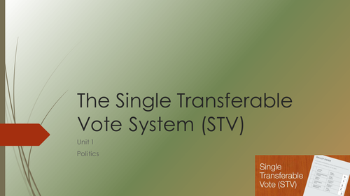 Three Voting Systems - AMS, STV and Party List