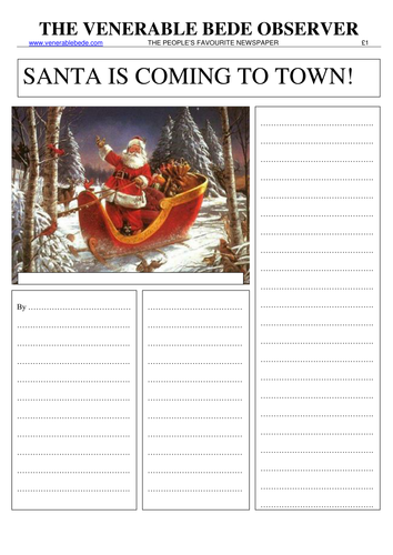 'Santa is coming to town' Newspaper template