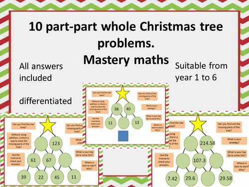 10 part-part whole Christmas tree problems.