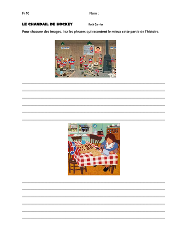 Le Chandail De Hockey Exercice Pedagogique Teaching Resources