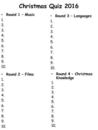 Christmas Quiz 2016 | Teaching Resources