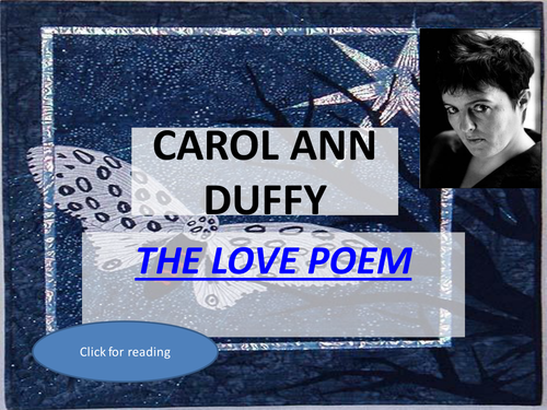 AQA A Level Literature- Carol Ann Duffy The Love Poem- post 1900 poetry