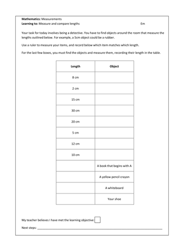 LKS2: Measuring Length and Volume (Investigation plans and resources)