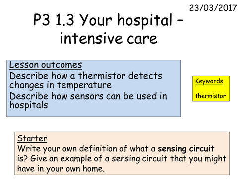 P3 1.3 Your hospital - intensive care