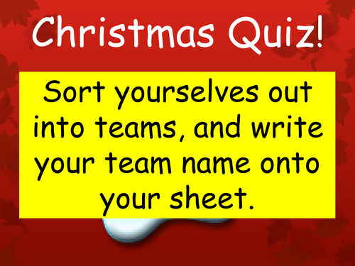 Christmas Themed Quiz (end of term)