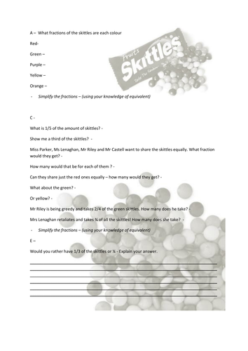 Skittles Fractions by jessica_parkerr132 - Teaching Resources - Tes