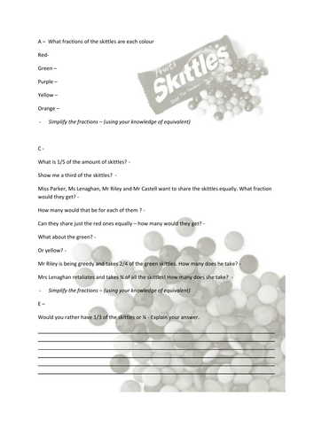Skittles Fractions | Teaching Resources