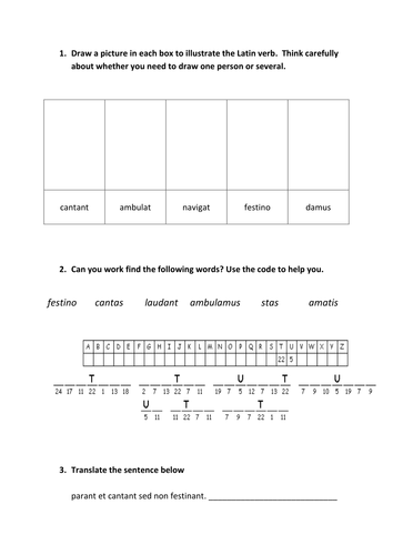 Latin 1st conjugation activities differentiated for SEN pupils