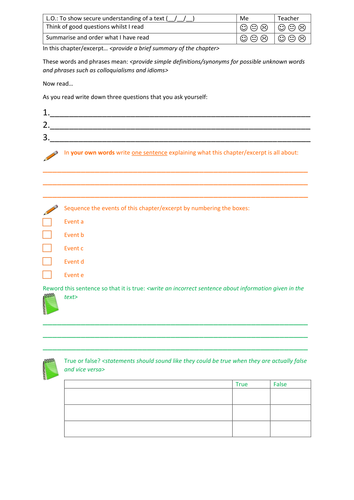EAL reading comprehension activity structure