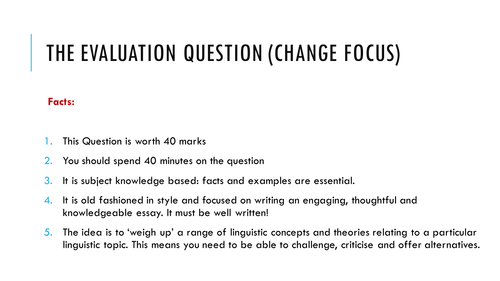 English Language: The New Evaluation Question AQA Paper Two
