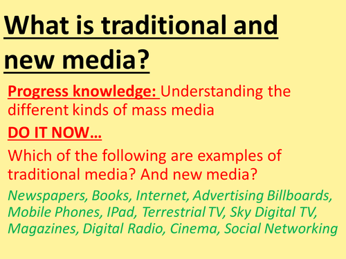 AQA GCSE Sociology - Mass Media - Traditional and New media