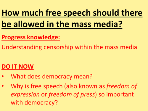 AQA GCSE Sociology - Mass Media -  Censorship
