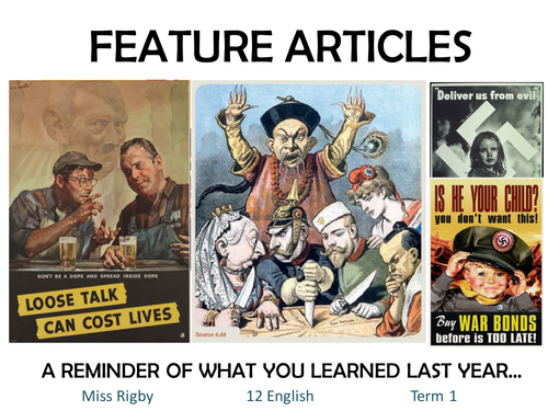 War poetry - Feature articles and their components