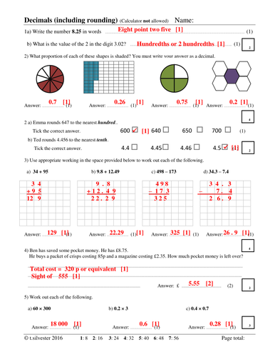 rounding decimals homework