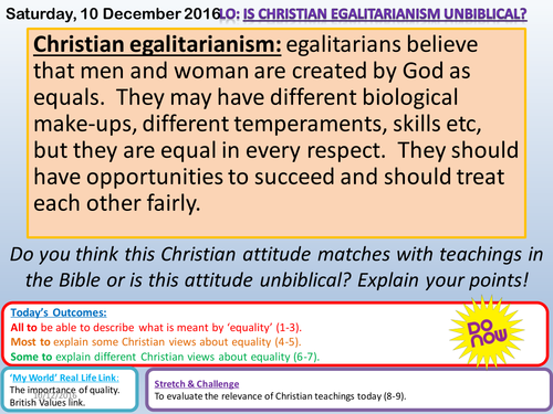Is Christian Egalitarianism unbiblical? OCR GCSE