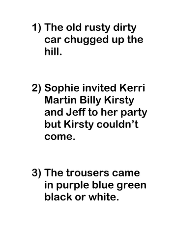 Using Commas in Listed Sentences