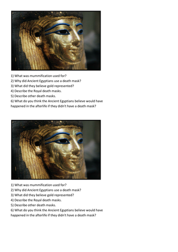Ancient Egyptian death mask differentiated lesson